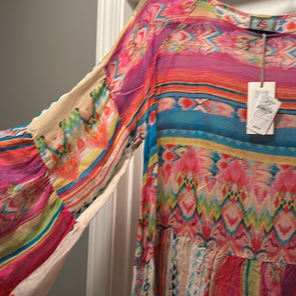 Ladies nwt Johnny Was porcelain ruffle wide sleeve embroidered semi sheer top - Picture 5 of 8